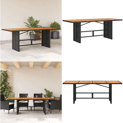 vidaXL Table de jardin et dessus en bois d'acacia noir résine tressée