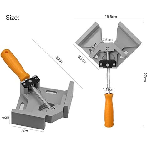 2 Pièces Serre-Joint d’Angle 90° en Alliage d’Aluminium, Mâchoire Pivotante Réglable pour Menuiserie et Soudage (1/5)