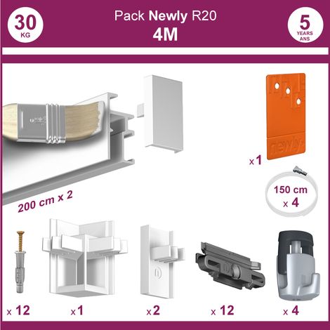 4 mètres Blanc mat : Pack complet cimaise Newly R20 (1/5)