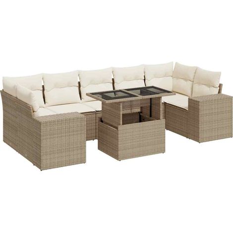 Maison Exclusive - Set Divano da Giardino 8 pz con Cuscini Beige in Polyrattan (1/5)