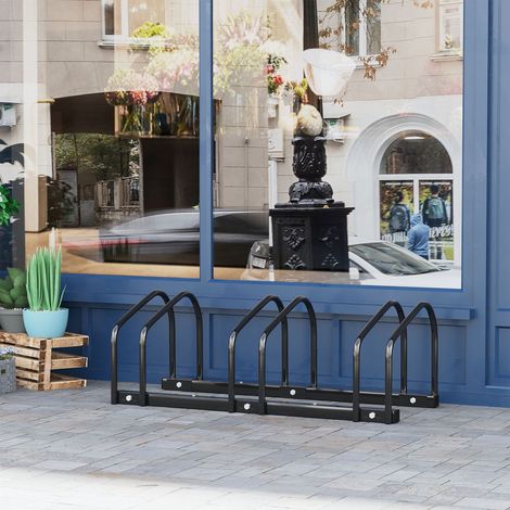 Râtelier 3 vélos pneu 65 mm sol mural VTT BMX 76x33x27 acier noir (1/5)