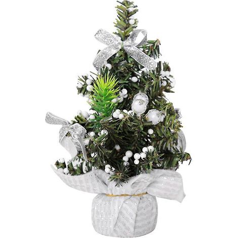 Mini sapin de Noël décoratif de bureau, accessoire photo avec support en tissu argenté pour salon ou chambre.-2211cm-Silver