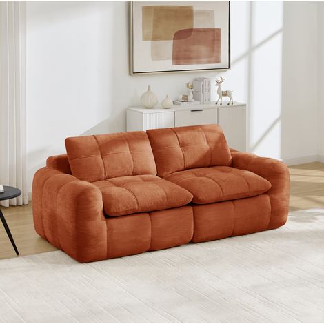 Canapé modulaire 2 places 194x97x68 cm en chenille orange, sans montage pour salon – MEUBLIV (1/5)