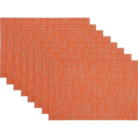 Juego de 6 manteles individuales de vinilo tejido, lavables, resistentes al calor, aptos para uso interior y exterior, color naranja (1/5)