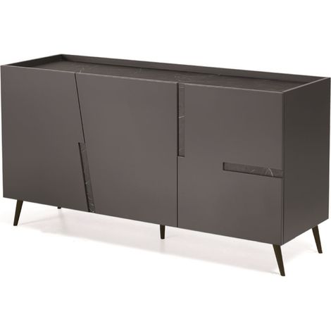 Madia credenza 3 ante inserti Marmo Nero con scocca Antracite GIRONA con 5 piedini (1/4)
