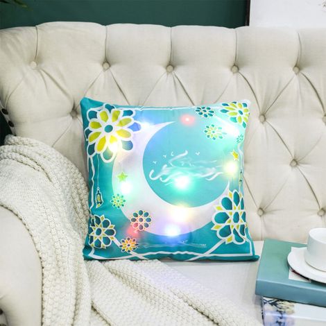 Taie D Oreiller LED - Croissant Et Etoile - Design Luminiscent En Nuit - Polyester - 45x45 Cm - Pour Canapé Ou Lit - 1 Pièce (1/5)