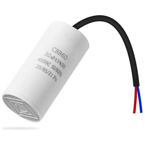Condensateur CBB60 450V 30uF – Démarrage moteur 50/60Hz – Longue durée de vie – Installation facile avec fils