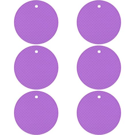 Dessous de verre en silicone pour boissons – antidérapants, antiadhésifs, restent en place, plateau profond – protègent les meubles et les tables (violet) (1/5)