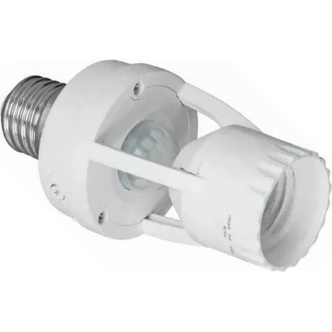 E27-Sockel für Infrarot-Bewegungsmelderlampe, 100-240 V, Zeitverzögerung von 10 bis 300 Sekunden, Erfassungsbereich von 6 m. Adapter für Infrarot-Bewegungsmelderlampenfassung. (1/5)