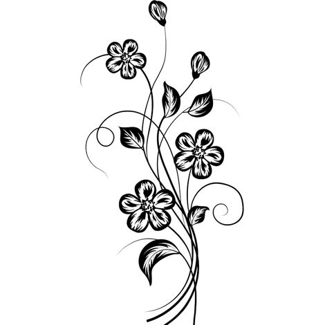 Lot de 2 autocollants muraux Fleurs noires Décoration murale Fleurs noires Autocollants muraux à feuilles de vigne et fleurs pour la décoration murale de la chambre et du salon (1/5)