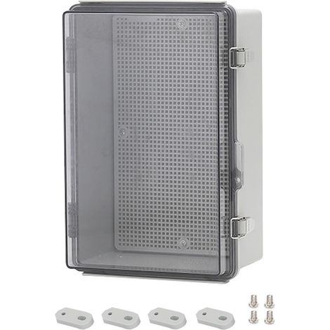 Coffret Electrique Etanche Exterieu,Boîte De Dérivation Electrique,Boitier Electrique Étanche Avec Couvercle à Charnière,Ip67 Boîte De Jonction En Plastique Abs,Gris Porte Transparente(300x200x130mm) (1/5)