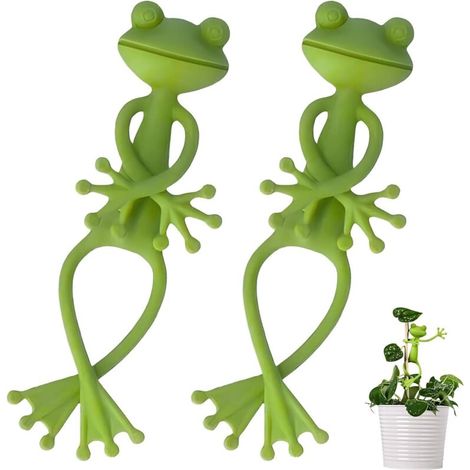 Support Plante Forme Grenouille - 14,3 x 15,4 cm - Métal Extensible Résistant Eau - Intérieur Extérieur - 2 Pièces