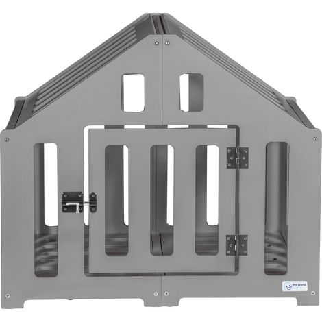 Gabbia per cani in legno 74x53x64 cm - cuccia / box per cani di medie dimensioni, grafite (1/5)