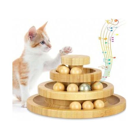 Circuit à balles pour chat, tour à balles à 3 niveaux, équipée de 9 balles détachables,