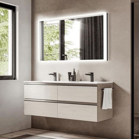 Specchio luminoso rettangolare largh. 60 x alt. 100 cm LED 3 colori con sensore Vision SAT (SATZVIOBLED60100)