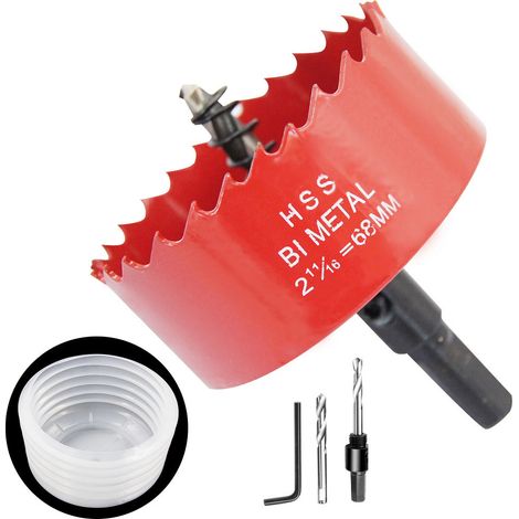Foret de 75 mm de diamètre avec capuchon anti-poussière, scie cloche bimétallique, outils de coupe (forets pour résine, plastique, aluminium, acier inoxydable, bois) (1/5)