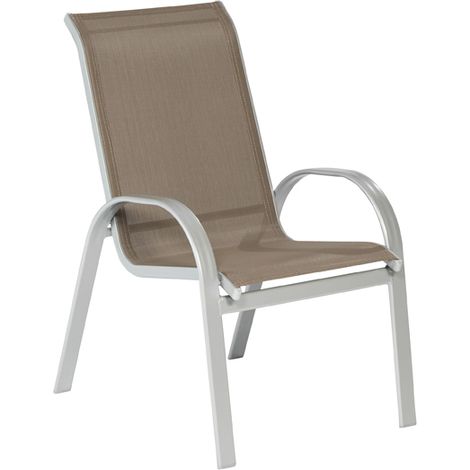 Amalfi Stapelsessel 2er Set taupe Alu/Textil