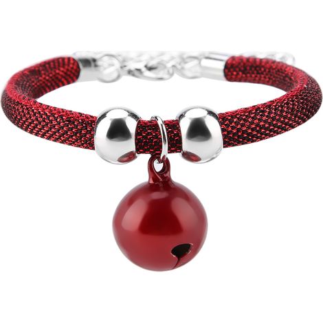 Katzenhalsband mit Glöckchen und Verlängerungskette – Nylon-Accessoire im japanischen Stil (Rot) (1/5)