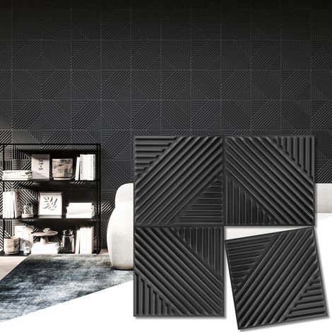 Paquete de 33 paneles de pared 3D, de 30x30cm, adecuados para salas de estar, dormitorios y paredes de fondo de TV, color negro (1/5)