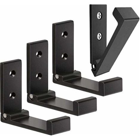 Lot de 4 Crochets Muraux Pliables-Crochets pour Manteaux Invisibles, Crochet Mural en Aluminium, Crochet de Suspension Mural en Alliage D'Aluminium Patères Pliables à 90 °-Noir (1/5)