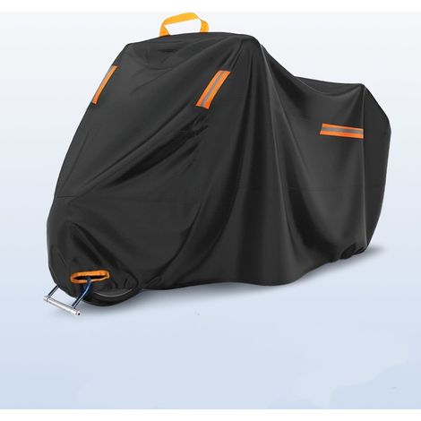 Bache Moto 3XL, 420D Bache de Protection Exterieur Imperméable, Housse Moto avec Trou de Chaine Antivol, Protection Contre Poussière Pluie Neige UV (265×105×125 cm) (1/5)