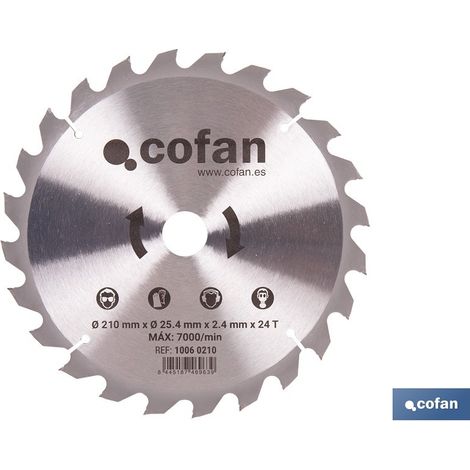 Disque à tronçonner le bois 210 mm, 24 dents, alésage 25,4 mm, épaisseur 2,4 mm (1/4)