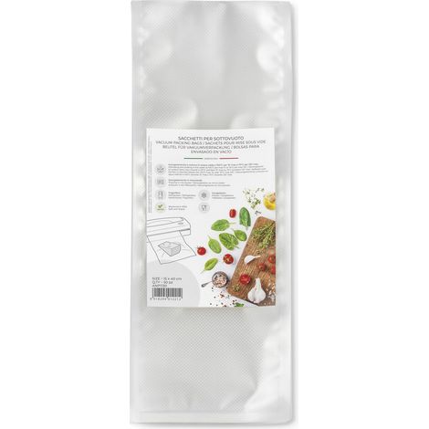 Magic Vac ANP1130 Sacchetti per Sottovuoto Goffrati 50 pz 15x40 cm senza BPA riutilizzabili adatti per congelatore frigorifero e microonde
