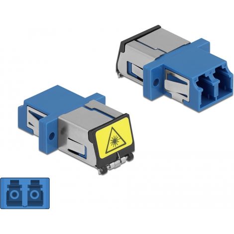 Delock Acoplador de Fibra Ãptica con protecciÃ³n lÃ¡ser flip LC Duplex hembra a LC Duplex hembra Monomodo azul