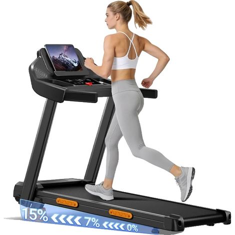 Tapis de course pliable, inclinaison réglable, inclinaison de 15 % et vitesse maximale de 12 km/h, 12 programmes prédéfinis, capacité de 180 kg, SF20 (1/2)