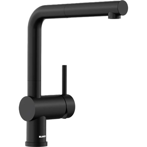 Blanco Linus S - Spültischarmatur mit ausziehbarem Auslauf, ECO, mattschwarz 528153 (1/3)