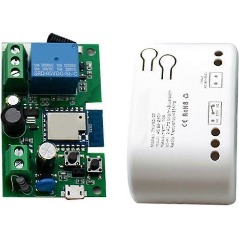 Interrupteur intelligent Wi-Fi Tuya AC85-250V, module relais avec télécommande sans fil, minuterie à verrouillage automatique et récepteur temporisé (1/5)