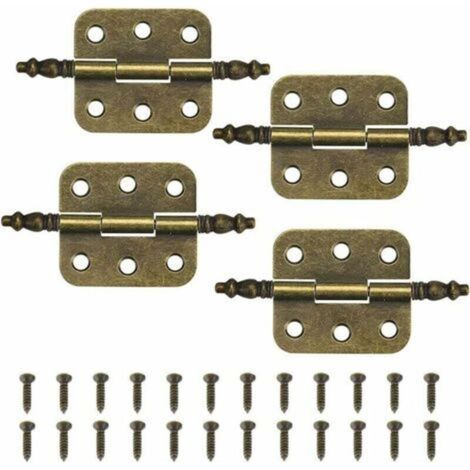 A set of 4 vintage hinges, 7035 mm, for antique cabinet doors, 6 holes, retro style, decorative iron folding hinges, antique furniture door hinges, with 24 screws. (1/5)