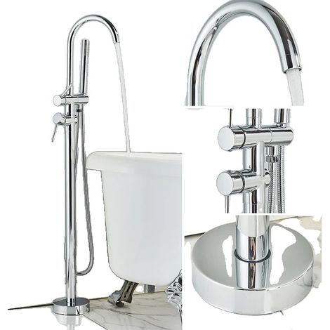 Robinet de baignoire, laiton durable, design à une poignée, Chrome (1/2)