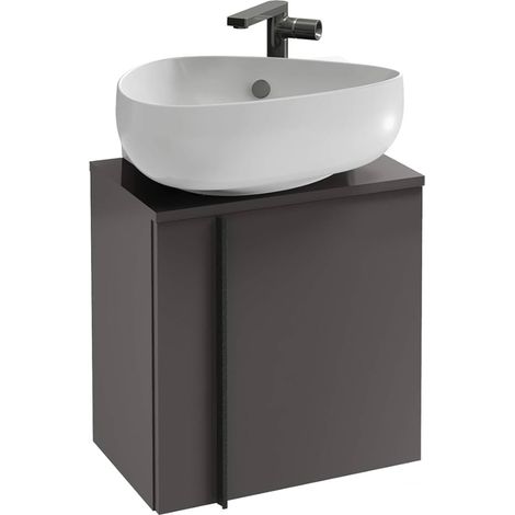 Meuble WC sous vasque JACOB DELAFON, Nouvelle Vague + vasque Gris anthracite, v. gauche (1/5)