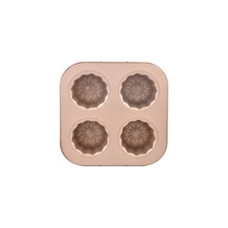Kuchenform aus roségoldenem Kohlenstoffstahl mit 4 Mulden (1/5)