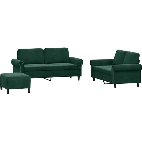 Maison Exclusive - Set di Divani 3 pz con Cuscini Verde scuro in Velluto