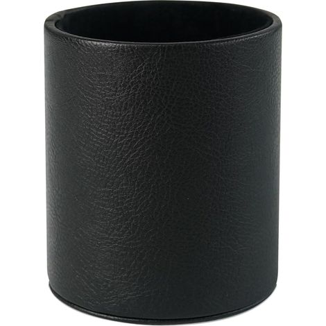 Runder Stiftehalter aus PU-Leder zur Aufbewahrung von Stiften, Make-up-Pinseln, Augenbrauenstiften und künstlichen Tischpflanzen, Schwarz (1/5)