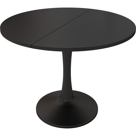 Mesa de comedor extensible ovalada negra 140 x 100 x 75 cm de MDF y hierro (1/5)