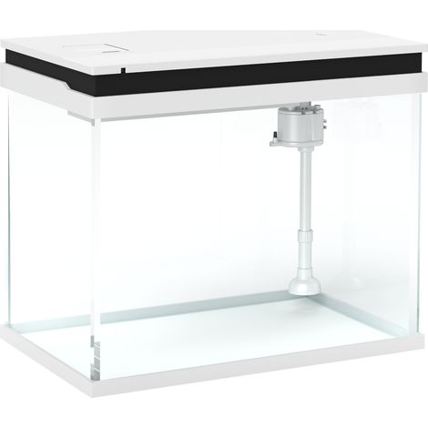 Aquarium en verre 41 litres avec système de filtration, éclairage LED et pompe silencieuse, blanc (1/5)