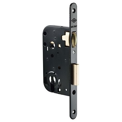 JPM 290000-02-01 Mortise lock MULTIBAT PE with black roller 50mm axis round tip with strike