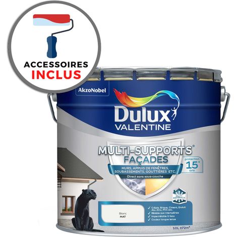 Peinture + accessoires Multi-Supports Façade - protection 15 ans sur 15 matériaux - Mat Blanc 10 L - Dulux Valentine