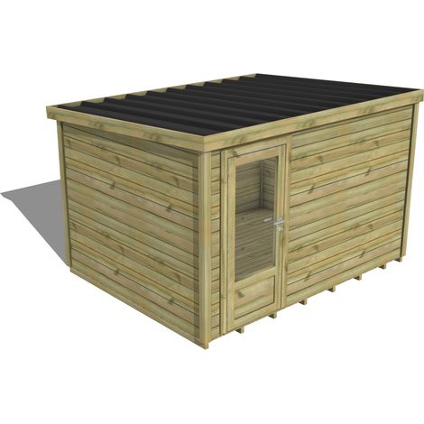 ABRI DE JARDIN bois traité 27mm, Essentiel, 3,4x2,6m, 9m2, Plancher (1/3)