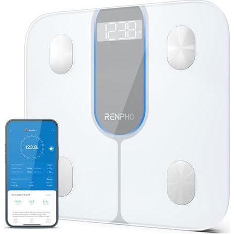 Renpho elis 1c - smart body scale - ble - 3aaa - 11x11x1inch / 28x28x2.5cm - white