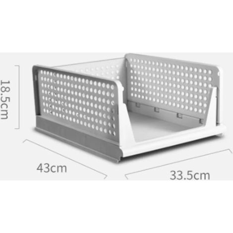 Lot de 3 boîtes de rangement empilables et pliables en plastique blanc pour penderie, chambre ou cuisine (43 x 33,5 x 18,5 cm). (1/5)