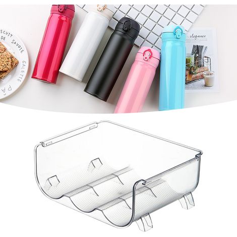 Organisateur de bouteilles d'eau transparent et empilable, gain de place, support de rangement pour bouteilles isothermes, 3 compartiments (1/5)