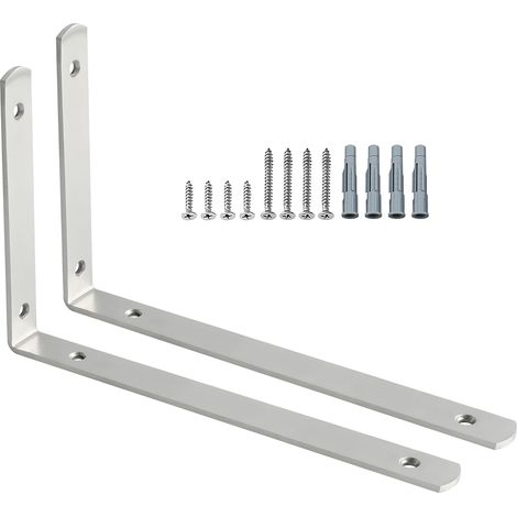 2 Pcs Equerre Etagere Murale Support Charge Lourde 300156mm Brossé (1/5)