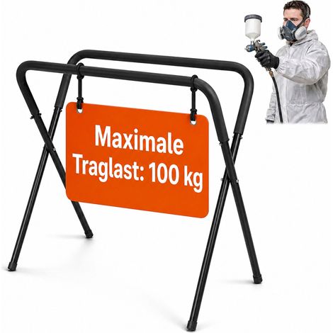Relaxdays Lackierständer, klappbar, verstellbar, H: 80–102 cm, Stahl, 100 kg, KFZ, Windschutzscheibenständer, schwarz (1/5)