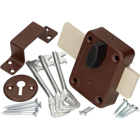 Kotarbu Serrure à visser 140 mm Serrure de porte avec clé de serrure de garage Marron Top (1/5)