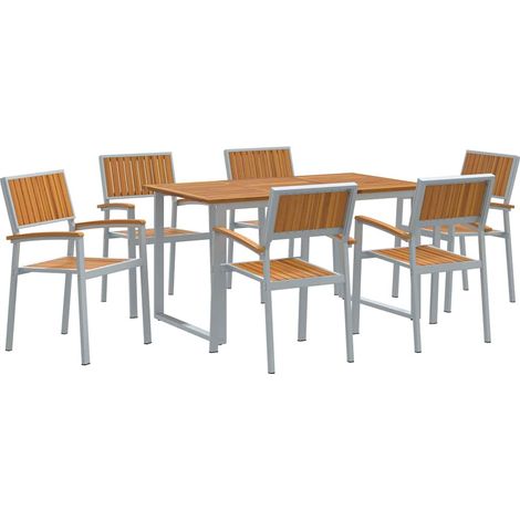 Maison Exclusive - Set da Pranzo per Giardino 7 pcs Grigio