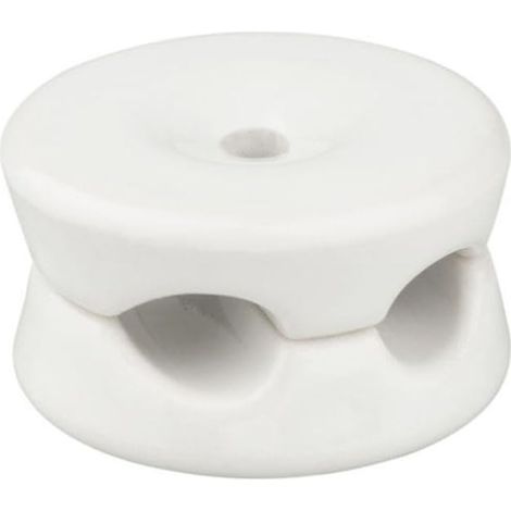 Serre-câble double en porcelaine blanche 31 x 18 mm, idéal pour organiser les câbles et garder l'ordre dans différents espaces. (1/5)